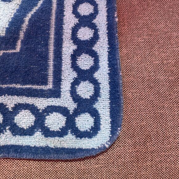 Vintage 70's Fieldcrest Sculpted Washcloth Blue USA Floral - Picture 5 of 7